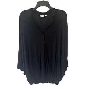 Postmark Size XS/S Black Dolman Short Sleeve Elastic Waist Wrap Blouse